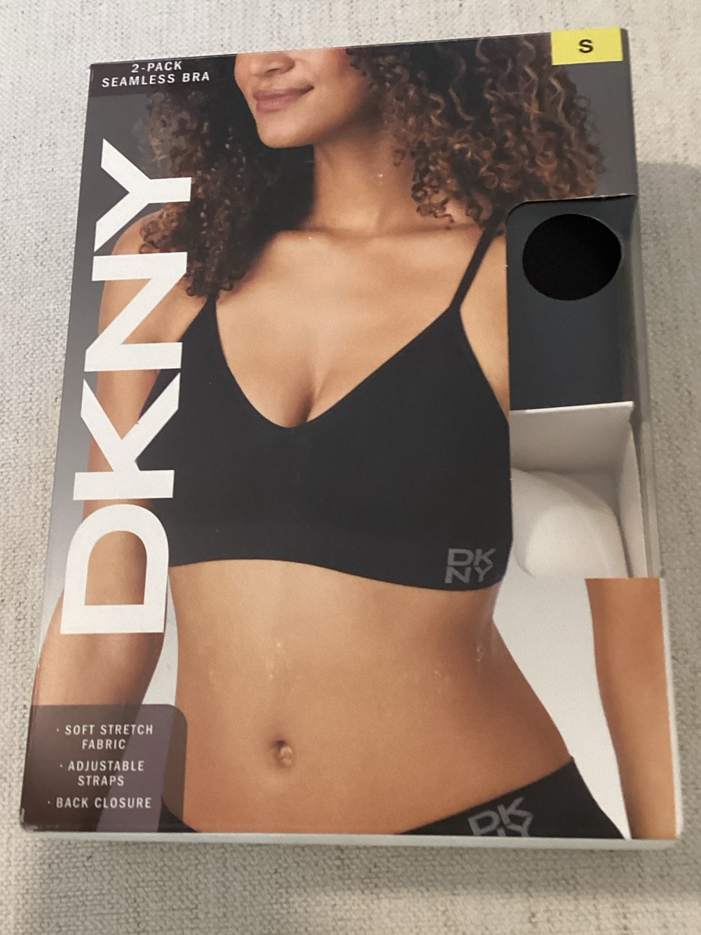 DKNY Women's Seamless Bra, 2-pack, Black & White, Size Small, NWT